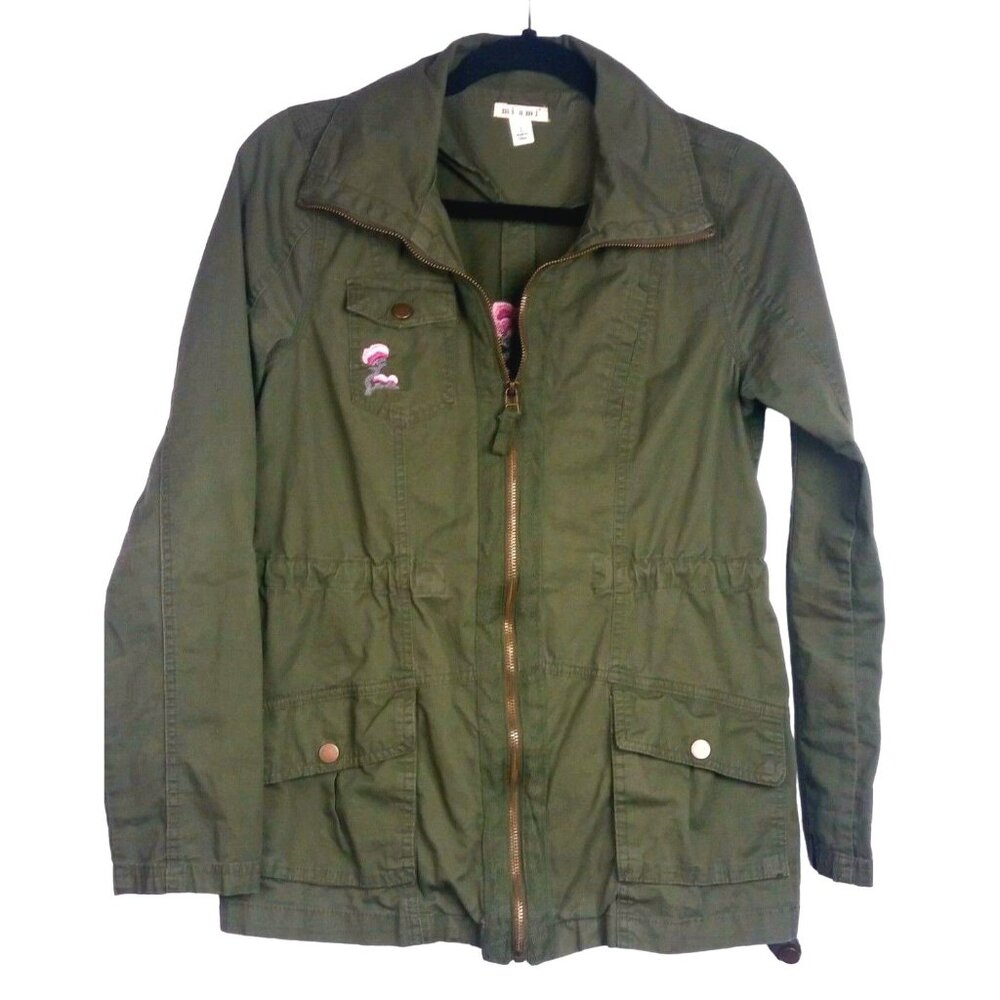 Miami Green Jacket Size Small Floral Embroidered Flowers - Picture 2 of 6
